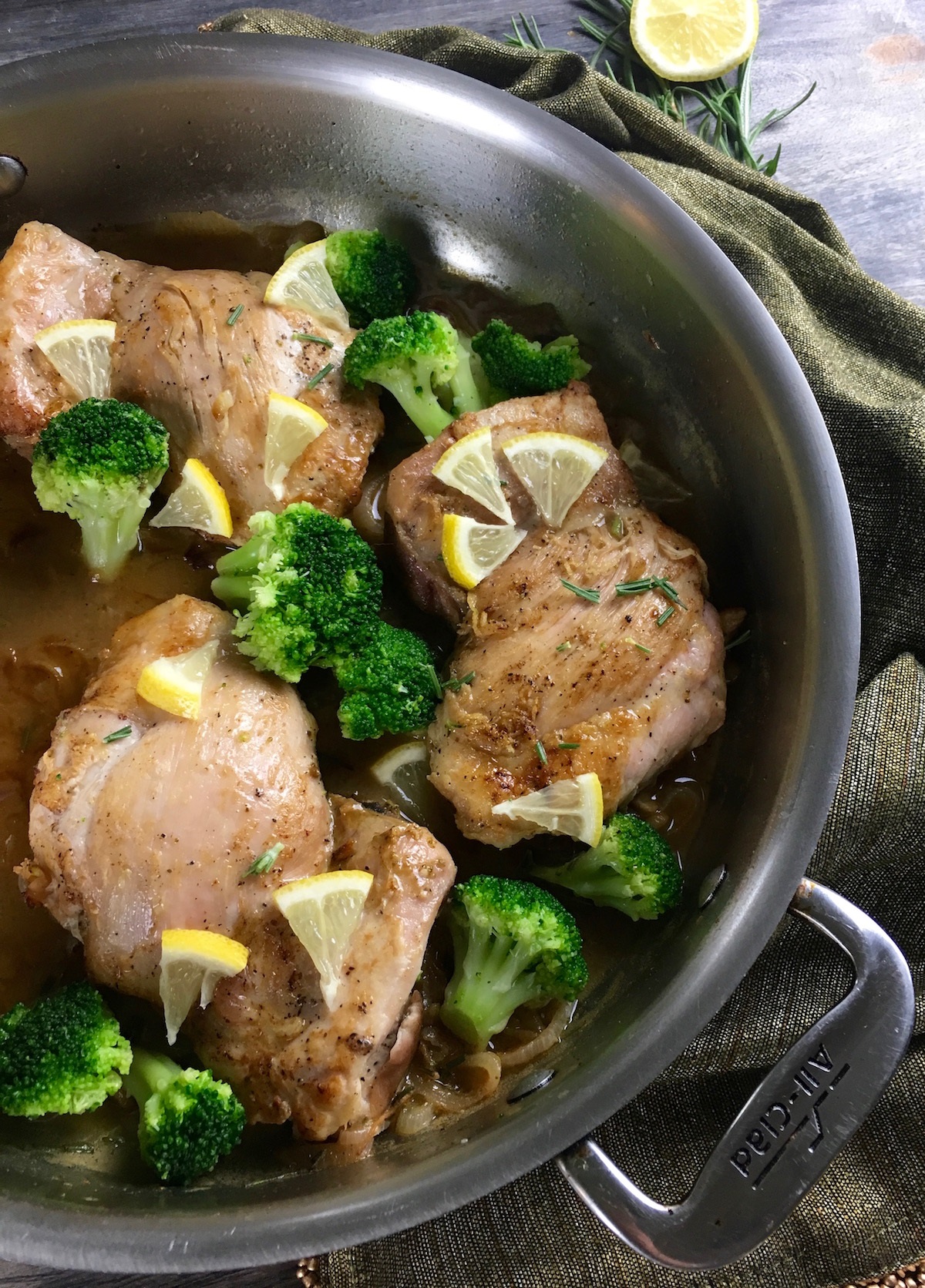 Easy One Skillet LemonRosemary Chicken Thighs with Broccoli Cooking